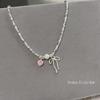 Collar de plata rota con perla y lazo de amor de circonitas, sencillo y combinable, con un diseño de nicho, ideal para mujeres en internet.