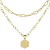 Venta caliente de Amazon 26 letras colgantes en inglés collar creativo simple multicapa apilado hexagonal cadena para clavícula de mujer