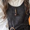 Galeria de Arte! Colar Pingente Assimétrico Cor de Café Retrô Corrente Longa de Suéter Maillard Feminina Acessórios de Alto Padrão