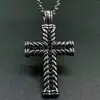Collar de acero inoxidable para hombre con diamantes densos europeos y americanos, popular estilo hip hop, colgante de cruz con pedrería negra, cadena de quilla, venta al por mayor