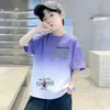 Nueva camiseta de verano para niños con estampado de letras de dibujos animados, top de verano de manga corta para niños, ropa para niños de tallas pequeñas y medianas