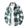 Chamarra Camisa de Otoño a Cuadros con Forro de Borrego y Solapa para Hombre