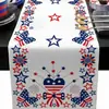 Nuevo camino de mesa de lino transfronterizo con estampado del Día de la Independencia para el hogar, comedor, sala de estar, mesa de comedor, decoración interior y exterior