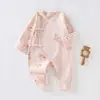 Mameluco para Bebé Recién Nacido con Lazos Estilo Monje Modelo Primavera y Otoño Algodón Puro Bebé Año del Caballo Otoño Recién Nacido Niños Pequeños Ropa de Dormir