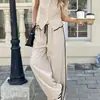 En Stock 2026 Comercio Exterior Transfronterizo Talla Europea y Americana Conjunto de Chaleco sin Mangas de Bloque de Color de Botonadura Única y Pantalones Largos con Cordón para Mujer