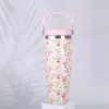 Copo de Carro Portátil de Aço Inoxidável 30oz Criativo Floral Canudo para Bebida Única Copo Térmico ao Ar Livre Grande Capacidade Copo de Gelo
