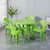 Juego de Mesa y Sillas de Plástico para Puesto de Comida, Puesto de Barbacoa al Aire Libre, Mesa Redonda para Antojos Nocturnos, Silla con Respaldo, Mesa y Sillas Sencillas e Informales para Playa