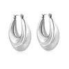 Pendientes Huecos Europeos y Americanos Transfronterizos en Forma de V y U, Clip para Oreja de Lujo Grueso de Moda, Pendientes de Acero Inoxidable Chapados en Oro de 18 Quilates para Mujer