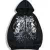 Chaqueta Casual con Capucha para Hombre Estampado de Calaveras Estilo Cremallera Tela de Poliéster Lavable a Máquina para Otoño