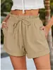 Ropa de Verano 2026 para Mujer de Europa y América, Nueva, Transfronteriza, Amazon, Comercio Exterior, Color Sólido, Holgados, Casuales, con Cordón, Pantalones Cortos de Moda para Mujer