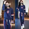 Conjunto Casual de Moda para Mujer Primavera y Otoño Bloque de Color Patchwork Sudadera con Letras Pantalones Deportivos con Cordón Tallas Grandes Ropa Deportiva Conjunto de Dos Piezas
