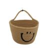 Cesta de armazenamento de algodão com rosto sorridente pendurada, cesta de armazenamento de cosméticos para lanches, brinquedos infantis, artigos diversos de cabeceira