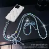 Cadena Cruzada para Teléfono Móvil con Lazo Cadena Cruzada Hecha a Mano Sencilla con Cuentas Estilo de Cuentas Cadena Colgante de Cristal para Muñeca para Mujeres