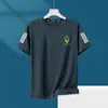 [Manga corta de seda de hielo] Nueva camiseta de verano holgada de manga corta de seda de hielo con cuello redondo, de secado rápido, transpirable, delgada y fresca para hombre