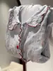 Nova Chegada de Outono! Desenho Fofo 100% Algodão Musseline Dupla Gola de Renda Manga Longa Calça Longa Conjunto para Casa Pode Ser Usado ao Ar Livre