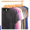 Playera de manga corta de color sólido lavado batik pesado de 240 g estilo high street OVERSIZE hombro caído manga media para hombre