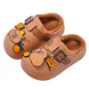 Chinelos de algodão infantis para outono e inverno, de capivara, para meninos e meninas, quentes, com forro de pelúcia, impermeáveis, para crianças maiores, com calcanhar fechado