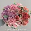 Flores artificiais de peônia com núcleo de hortênsia retrô europeu buquê simulação atacado decoração de escada de casamento flor artificial flor de seda