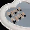 Peça de Unha Pura Feita à Mão Doce Cool Garota Picante Preto Estilo Francês Borda Usando Peça de Unha Branco e Transparente Sensação Nova Armadura de Fototerapia