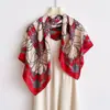 Bufanda Grande de Seda Artificial con Nudo de Cuerda Estilo Palacio, Tacto de Alta Calidad, Bufanda de Seda, Chal Estampado, Polaina Decorativa para el Cuello, Bufanda de Protección Solar, Pañuelo para la Cabeza, Bufanda