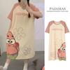2025 Nuevo Camisón Delgado de Verano de Manga Corta Talla Grande Gordo mm Camisón de Largo Medio Pijama Ropa de Casa Comercio Exterior Venta al por Mayor