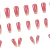 Rubor ligeramente ebrio, destello fino tejido, moda de chica francesa suave, versátil, 24 parches de arte de uñas removibles y ponibles
