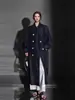 Gabardina de estilo relajado de alta gama 2026 nueva de lyocell lino transpirable de doble botonadura silueta larga gabardina chaqueta
