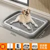 Banheiro para cães plano extra grande, anti-vazamento de fezes, banheiro para cães com grade alta para cães pequenos, médios e grandes, evita respingos, tamanho extra grande para cães grandes
