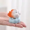 Adorno de Calabaza de Cristal Cerámico, Lindo y Delicado, Estilo Fresco, Mascota de Té, Accesorio para Ceremonia del Té, Regalo de Gama Alta, Joyería al por Mayor