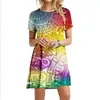 2024 comercio exterior transfronterizo nuevo verano mujer clásico estampado digital 3D falda moda manga corta casual cuello redondo ancho