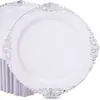 Conjunto de pratos descartáveis de placa transparente dourada padrão dragão borda preta dourada prato em relevo plástico rígido PS louça para comércio exterior