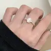 Anillo de Cruz de Línea Multicapa de Plata de Ley S925 para Mujer, Moderno, Exquisito y de Alta Gama, Anillo Apilable con Ágata Blanca para el Dedo Índice