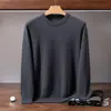Colección de otoño e invierno: suéter de cachemira para hombre, simple y versátil, cuello redondo, color liso, capa base de punto, suéter interior cálido