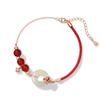 Pulsera Xiangyun Jade Hetian Plata Esterlina 925 para Mujer Diseño Nicho Lujo Ligero Ágata Roja Pulsera Ins Hebilla Segura Cuerda de Mano