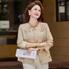 Nuevo Estilo Ropa de Madre Principios de Otoño Nuevo Estilo Chino Chaqueta para Mujeres de Mediana Edad Top Estampado Temperamento Holgado Delgado Cárdigan Corto