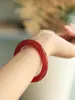 Pulsera de calcedonia roja natural para mujer pulsera de ágata de hielo pulsera de jade rojo de los Estados Combatientes pulsera redonda fina de belleza productos genuinos estilo chino hanfu