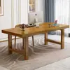 Escritorio de computadora moderno minimalista ultragrueso de madera maciza para uso en oficina y hogar, escritorio rectangular largo con esquinas redondeadas para escritorio de oficina y estudio