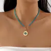 Collar de Cuentas Nuevo Transfronterizo Europeo y Americano Lindo Colorido Dibujo Animado Corazón Ojo del Diablo Colgante Collar de Cuentas para Mujeres