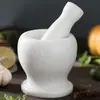 Mortero y Maja de Piedra Natural para Ajo, Molinillo de Ajo, Preparador de Pasta de Ajo, Mortero de Piedra para Moler y Triturar en Casa
