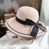Sombrero de paja caqui para el sol de verano para mujer, sombrero de protección solar de moda, sombrero de playa para exteriores junto al mar, sombrero de sol plegable