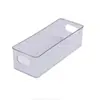 Caja de almacenamiento portátil para escritorio, organizador transparente rectangular largo y estrecho para artículos varios, calcetines y objetos pequeños, caja divisoria de cajón