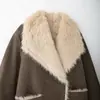 Fornecimento Atacadista Amazon Moda Feminina Outono 2024 Estilo Europeu e Americano Casaco Longo Reversível Dupla Face com Lapela Grande