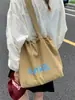 Bolsa de Ombro Estilo Preguiçoso Transfronteiriça Estampada Bolsa Tote de Grande Capacidade Cor Doce Bolsa de Lona Feminina Bolsa de Tecido Bolsa de Braço