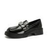 Mocassins de Couro Genuíno Femininos JK Estilo Britânico Solado Grosso Sapatos de Camada Única Tom de Balanço Sapatos Pequenos de Couro Slip-on Femininos Confortáveis Solado Macio