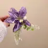 Pinza para el pelo de flor de ganso color amarillo pastoral francés, Pinza de pico de pato de nicho moderna y elegante, Accesorio para el pelo dulce estilo vacacional para fotos