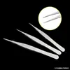 Pinças Pontiagudas de Aço Inoxidável Espessadas com Dentes Pinças Oftálmicas Ponta Reta Ponta Curva 10-20cm Dissecção Clipes Antiderrapantes
