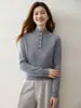 Suéter de punto de cachemira de estilo simple con medio cuello para mujer, jersey de manga larga, simple y versátil, top cálido para usar como capa base