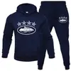Conjunto Deportivo Casual de Dos Piezas para Hombre con Sudadera y Pantalón de Chándal de Terciopelo de Color Sólido con Estampado de Letras Transfronterizo Se Puede Personalizar con Logo Impreso