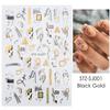 Cross-border New nail Art Sticker Bronzing Leopard Black Gold Rosa Gold Planta Linha Abstrata Unha adesiva Adesivo prego