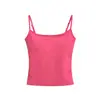 Camisole Sexy Básica Estilo Hot Girl com Bojo e Fivela Ajustável, Top Curto para Yoga com Caimento Justo e Costas Bonitas